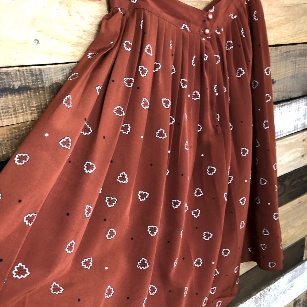 [Wyndham] VINTAGE brown pleated skirt